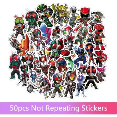 50 pcs Masked Kamen Rider Anime Cartoon Car Motorcycle Phone Travel Luggage Trolley Laptop Computer Sticker Toys