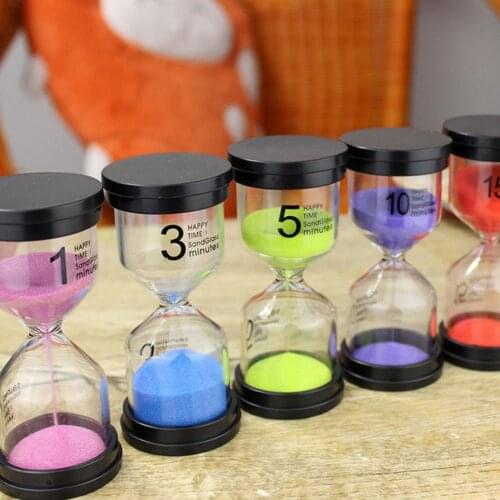 6Pcs/Set 1/3/5/10/15/60Mins Innovative Hourglass Decorative Glass Portable Mix Color Sand Timer Sandglass Sand Clock for Daily