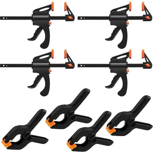8 Pieces F-Clamps Clamp Kit, Quick Release Screw Clamps Clamps Clamp Set Clamps-One Hand DIY Hand Tool Kit