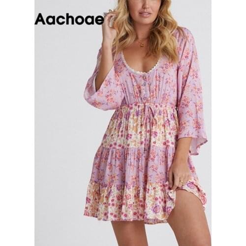 Открытые летние платья Aachoae China At AliExpress