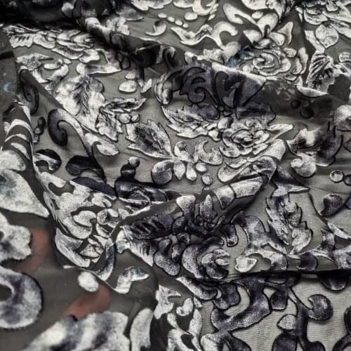 Velvet Party Dress Fabric Flocked DIY burn out rayon cheongsam soft flower material wedding dress decoration material fabric