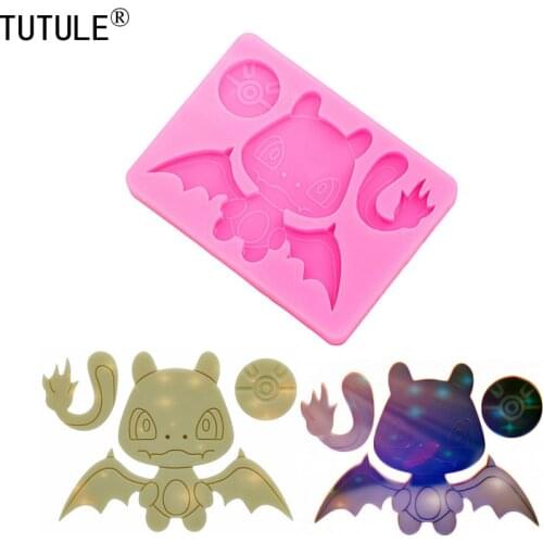 Shiny Glossy Cat Feilong Flexible Silicone Mold,Doll DIY Epoxy Resin Craft Keychain Jewelry Pendant Food grade silicone mold