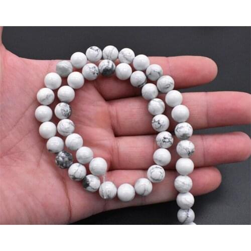 8mm 46pcs/string Natural Milky Pattern stone beads Loose Round beads For making jewelry