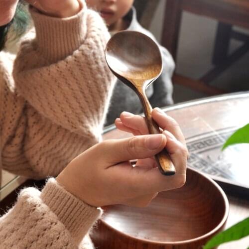 Long Handled Wooden Spoon Kitchen Cooking Tool Soup Teaspoon Catering Environmental Tableware Tea Coffee Spoon Mixing Spoon