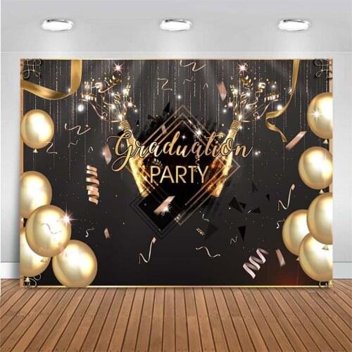 Graduation Party Photography Backdrop Golden Balloons Firework Glitter Backdrop Birthday Party Photo Background For Photo Studio