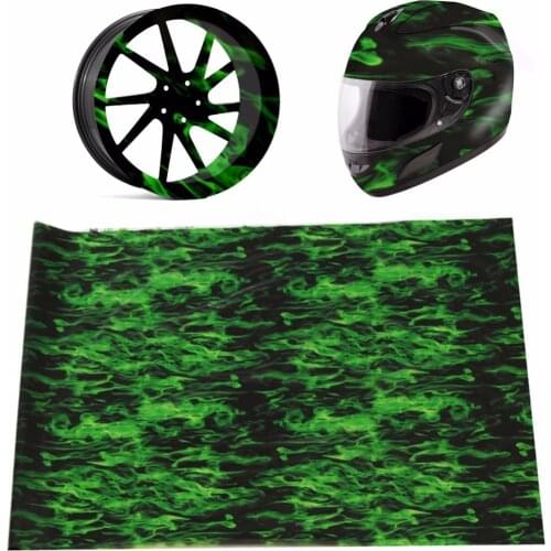 PVA 0.5*1.5m Green Fire Hydrographic Water Transfer Film Hydro Dipping Print Car