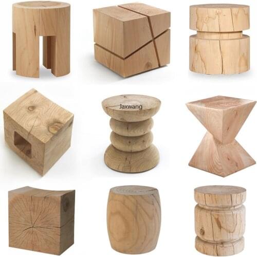 Customized Living Room Ottoman Solid Wood Log Stool Personality Decoration Homestay Side Table Simple Nordic Creative Low Stool