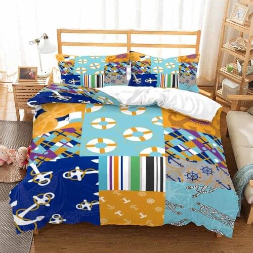 Anchor Steer Combination Pattern Bedding Set Duvet Cover Sets Comforter Bed Linen Twin Queen King Single Size Dropshipping