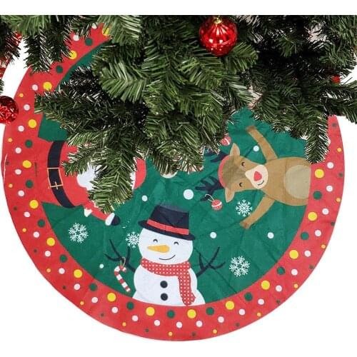 84c Round Christmas Tree Skirts Snowman Elk/Santa Print Xmas Tree Skirt Cover Floor Mat Floor Carpet Xmas Decoration Floor Mat