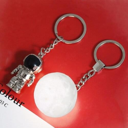 Creative Moon Night Light With LED Touch Switch KeyChains Portable 3D Printing Round Moon Keychain Night Light Accessories