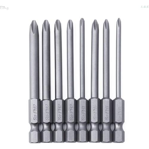 8pc Sizes Alloy Steel Magnetic Cross Head Screwdrivers 75mm Length 6.35mm Handle