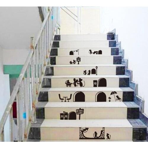 Mouse house hole door vinyl wall decal home decor living room diy creative mural removable wall stickers