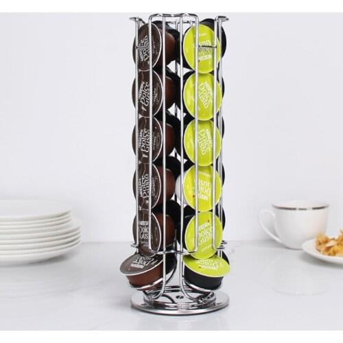 New Metal Coffee Pods Holder Iron Chrome Plating Stand Coffee Capsule Storage Rack Dolce Gusto Capsule Free Shipping JU32501