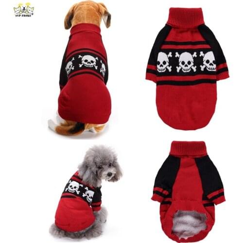 New Fashion Casual Warm Pet Dog Clothes Clothes Skull Head Halloween Cat Teddy Sweater Big Dog Sweater