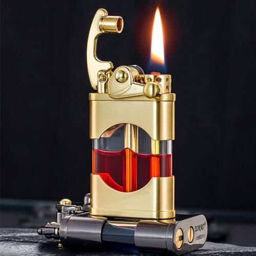 New Zorro Kerosene Lighter Transparent Oil bin Creative Rocker Old Grinding Wheel Portable Personality Tide Metal Lighter
