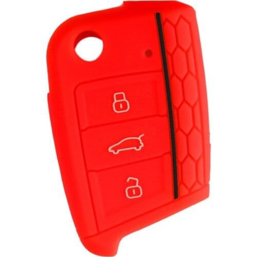 New Silicone Key Cover Case With Red Stripe For Volkswagen Golf 7 MK7 Keyring HOT