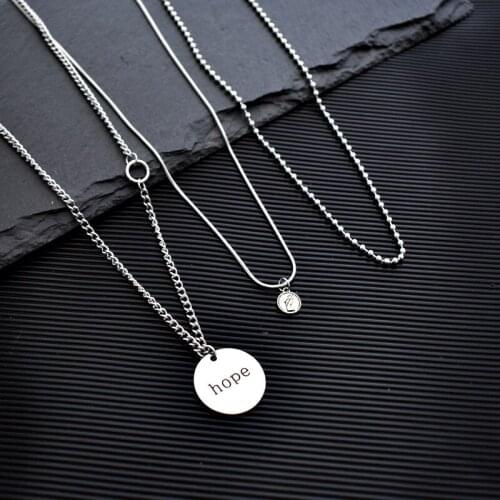 Origin Summer Elegant Hope Letter Portrait Coin Necklace Beaded Chain Multi Layering Chokers Necklaces for Women Fashion Jewelry