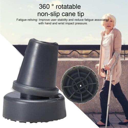 Replacement Reinforced Rubber Cane Tip 360 Degree Rotatable Non-slip Wear-resistant Cane Tip Rotatable Built-in Steel Pads