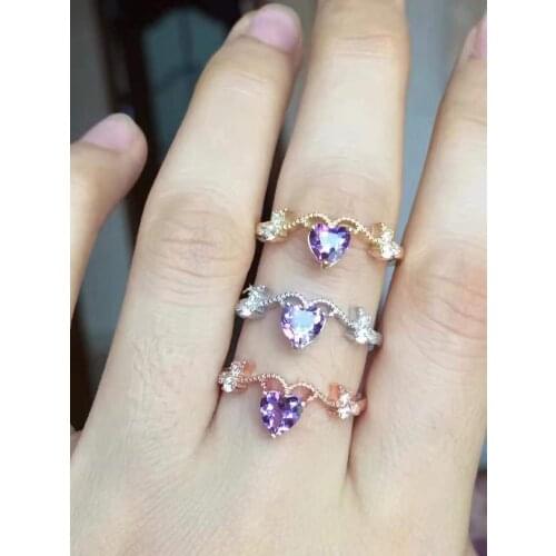 Natural And Real amethyst ring, 925 silver, gemstone, authentic color, clean Pure