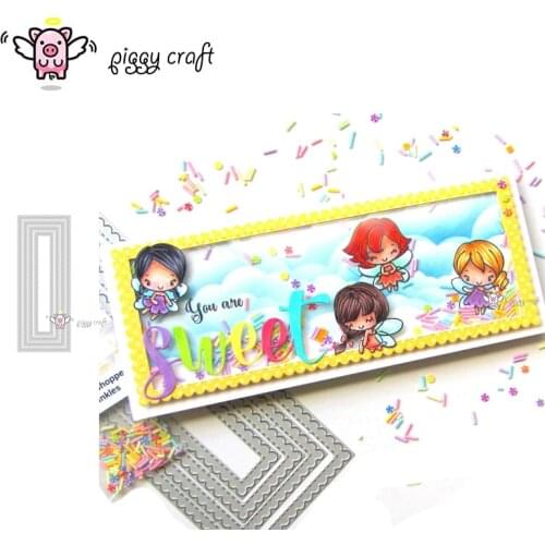 Piggy Craft metal cutting dies cut die mold Wavy rectangular frame Scrapbook paper craft knife mould blade punch stencils dies