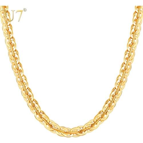 U7 Gold/Silver/Black Color Chain Choker Necklace 6MM Rapper Hip Hop Chain For Women/Men Fashion Jewelry Wholesale N1112
