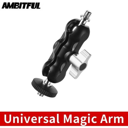 AMBITFUL Universal Adjustable Magic Arm with Small Ballhead for Monitor or Video Light Support with 1/4 Screw on Both Sides