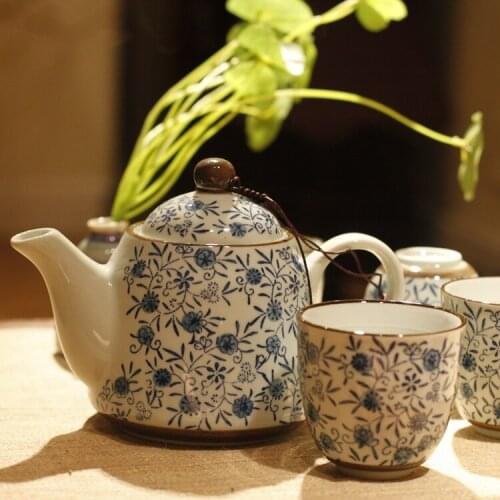 Japanese ceramic teaware teapot teacup set combination Chinese kungfu tea ceremony pot cup drinkware gift bow