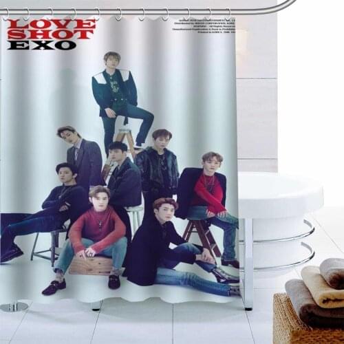 Kpop Exo Shower Curtain 12 Hook Polyester Fabric 3D Printing Bathroom Curtain Waterproof Mildew Proof Bath Curtain Decor 0603