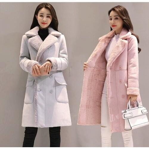 Winter Women Jackets Long Sleeve Warm Coat Parka Female Portable Outwear Cotton Liner Fashion Collar Clothes Lamb Hair Coat