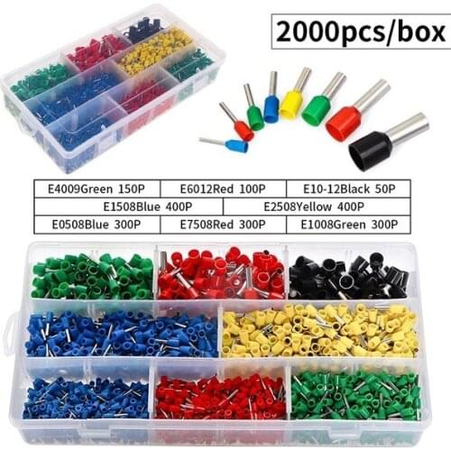 2000PCS Insulated Cord Pin End Terminal with Pearl Cotton Assortment Kit Wire End Ferrules Wire Terminals Connector