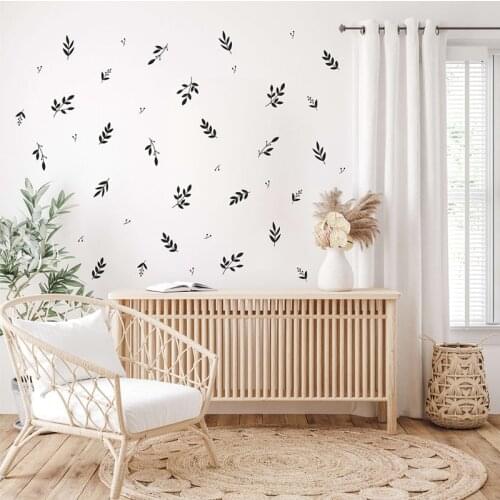 45Pcs Botanical Leaves Branches Wall Sticker Baby Nursery Bedroom Twig Jungle Tree Wall Decal Living Room Vinyl Decor