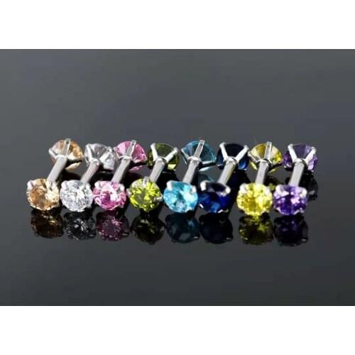 50pcs Body Jewelry 16Gx6mmx4mm CZ Rings Earrings Stud Cartilage Helix Tragus Daith Upper Earring Piercings Body Jewelry