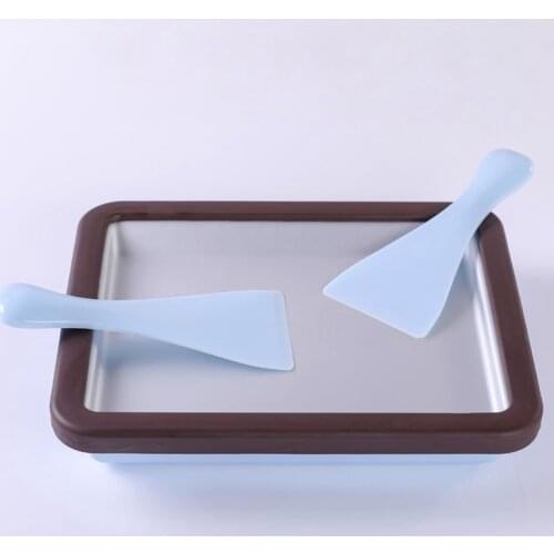 Rolled Ice Cream Maker Rectangle Anti Griddle Pan with 2 Spatulas for Healthy Homemade Fried Ice Yogurt Machine Pan