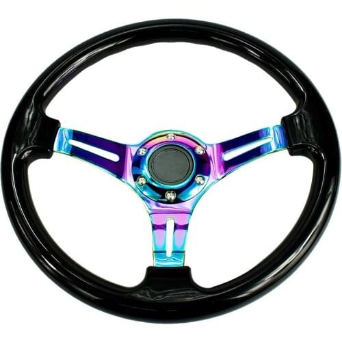 Car Sport Steering Wheel 350mm 14 inch Universal Walnut white red Classic Abs With Neo Chrome Spokes 6 Holes