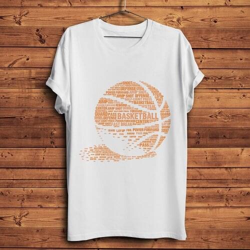 Basketball shape Word cloud funny t shirt men new white casual tshirt homme unisex streetwear t-shirt