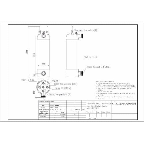 Free shipping ! 12KW PPR shell and twisted titanium coil swimming pool heat exchanger 60 degree working condition