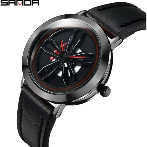 Men Women Watch 2020 Sanda Quartz Wristwatches Rotating Dial Clock Top Brand Luxury Reloj Hombres Leather Wrist Watches