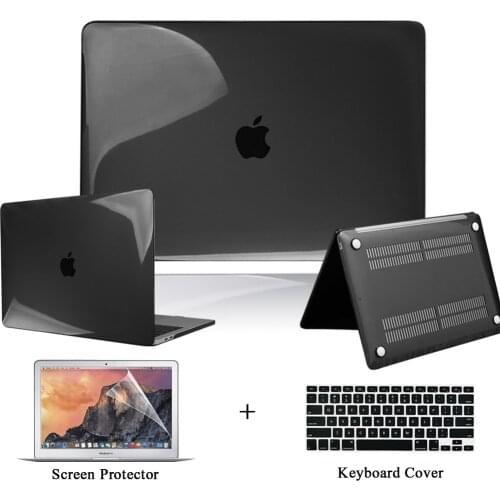Laptop Case for Apple MacBook Pro 13/15"/Air 11/13"/Macbook 12" A1534 Matte Black Hard Shell+Keyboard Cover+Screen Protector