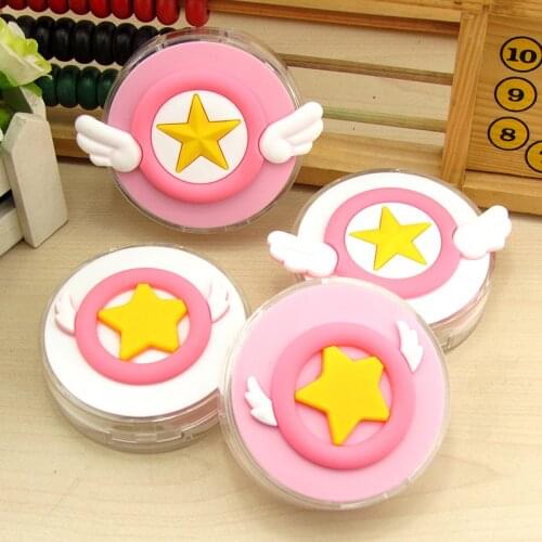 LIUSVENTINA Cute Cherry Sakura Contact Lens Case With Mirror Box Container for Contact Lens Christmas Gift for Girls Random Star