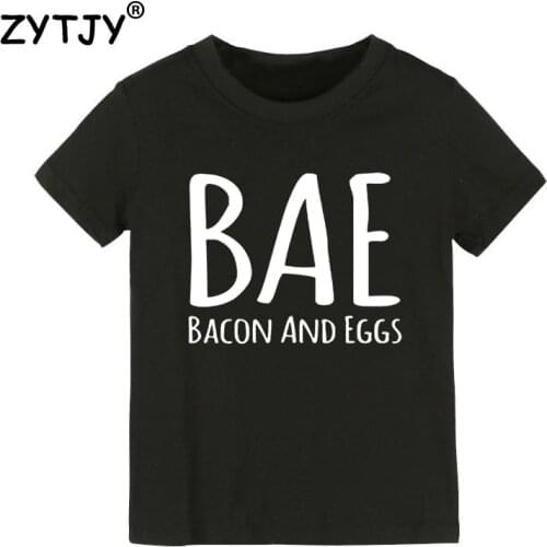 BAE Bacon And Eggs Print Kids tshirt Boy Girl t shirt For Children Toddler Clothes Funny Tumblr Top Tees Drop Ship CZ-63