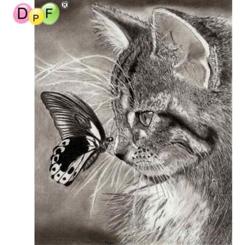 DPF Diamond Embroidery butterfly love cat Diamond Painting Cross Stitch Square full diamond Mosaic Needlework Sets Decor picture