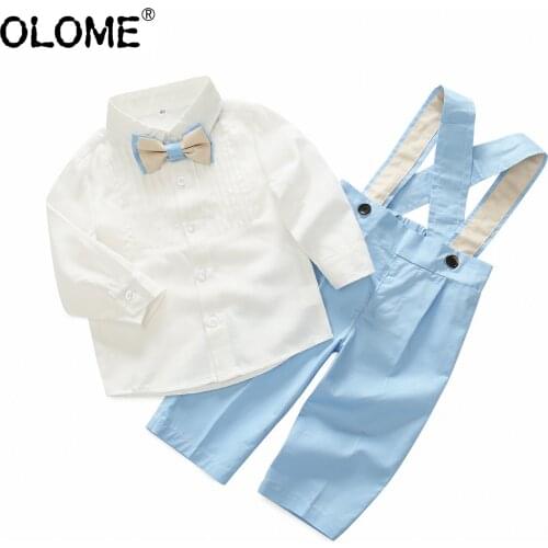 OLOME New Baby Boy Shirt Sets Long Sleeve Clothing Sets for Kids Children Overall Spring Baby Clothes Suit 2pcs Toddler Clothing