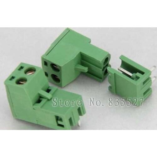120pcs/LOT Connector terminal 5.08mm 2pin 90 degrees green