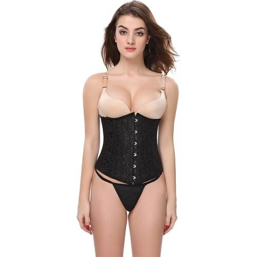 Gothic Printed Corset Women Sexy Underbust Gorset Waist Trainer Bustier Shaper Plus Size Black White Belly Sheath XS-6XL