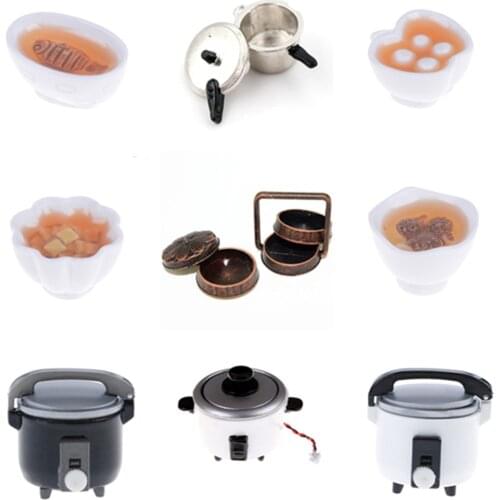 1:12 Dollhouse Miniature Cookware Mini Electric Rice Cooker Tool Accessory for Dolls House Kitchen Toy