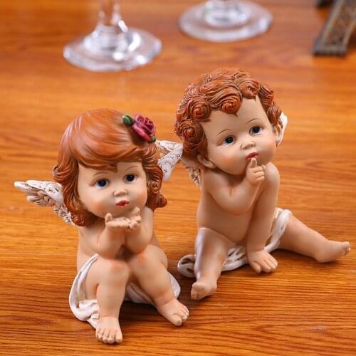 Europe Cute Baby Angel Miniature Resin Arts And Crafts Mini Cherub Figurines Fairy Garden Home Decor Accessories