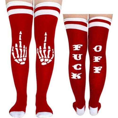 Fashion Women Men Funny Letter Over Knee Sports Socks Cotton Long Socks for Football Soccer Fuck OFF Letter