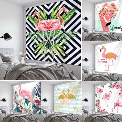 Flamingo Wall Hanging Tapestry Beautiful Natural Forest For Bedroom College Dorm Decoration Art Camping Mat Beach Throw Rug