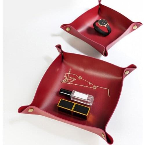 Desktop Storage Leather Key Plate Storage Boxes & Bins Makeup Organizer Box Hair Accessories Organizer Storage Containers