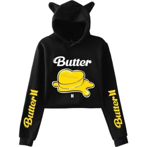 Imaginative Kpop Album Butter Women Crop Top Hoodies Butter Boys Sweatshirts JIN SUGA J HOPE JIMIN V JUNGKOOK RM Girls Clothes